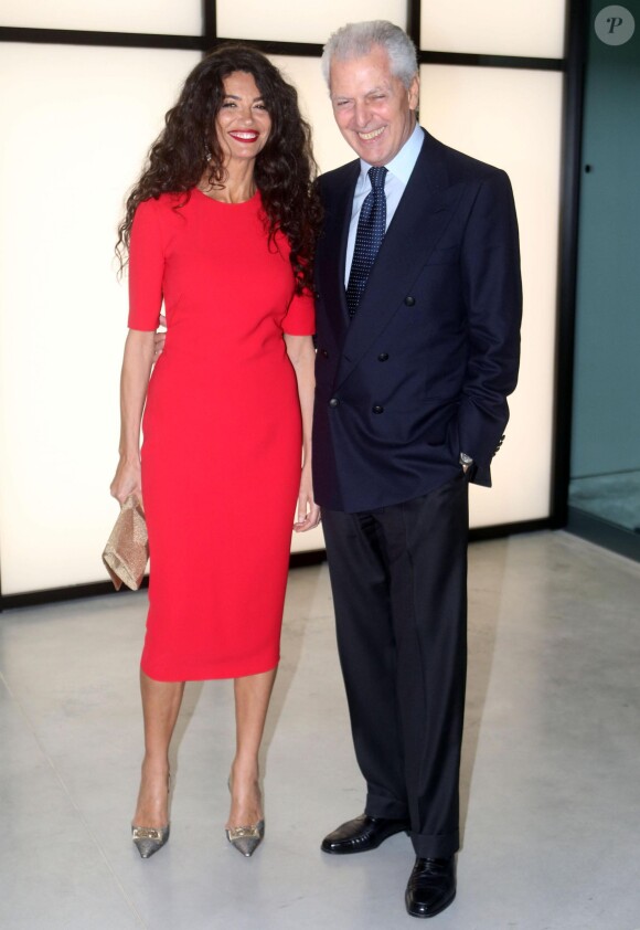 Marco Tronchetti Provera et sa femme Afef arrivent à l'événement Armani au musée Silos le 30 avril 2015