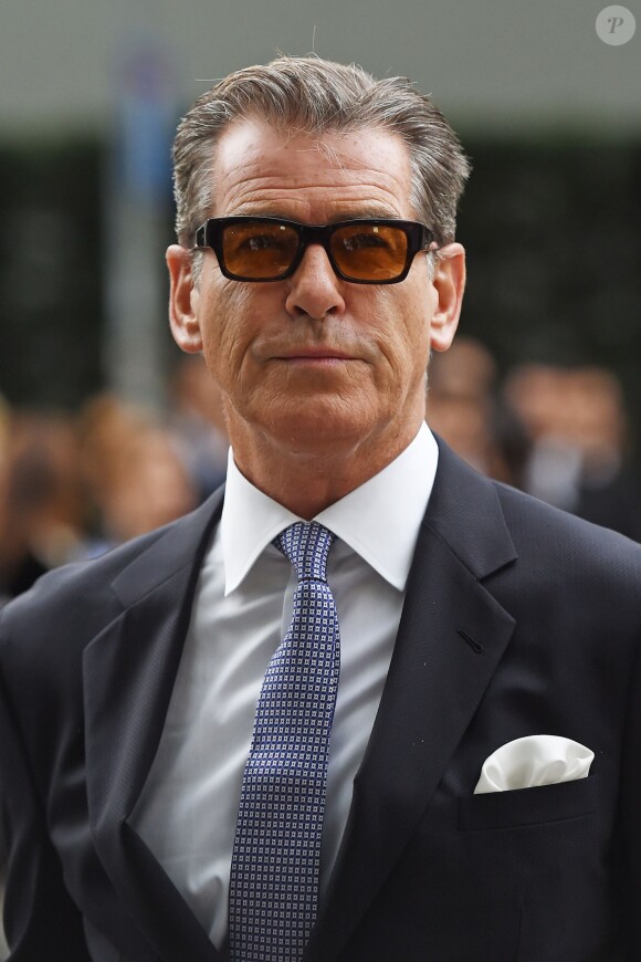 Pierce Brosnan arrive à l'événement Armani au musée Silos le 30 avril 2015