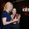 Sandrine Kiberlain (César de la meilleure actrice pour le rôle d'Ariane Felder dans 9 mois ferme) et sa fille Suzanne - Dîner au Fouquet's - 39e cérémonie des Cesar à Paris, le 28 février 2014. 