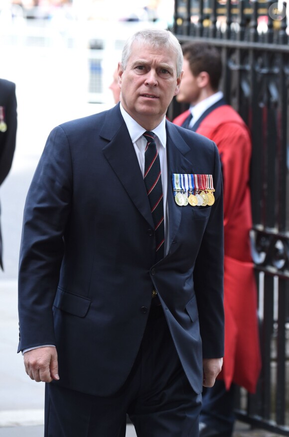 Le prince Andrew, duc d'York. Cérémonie de commémoration pour le 70e anniversaire de la fin de la Seconde Guerre Mondiale à l'abbaye de Westminster à Londres le 9 mai 2015.
