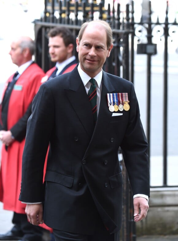 Le prince Edward. Cérémonie de commémoration pour le 70e anniversaire de la fin de la Seconde Guerre Mondiale à l'abbaye de Westminster à Londres le 9 mai 2015.