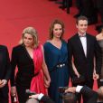 Sara Forestier, Rod Paradot, Emmanuelle Bercot, Catherine Deneuve et Benoit Magimel - Montée des marches du film "La Tête Haute" pour l'ouverture du 68e Festival du film de Cannes le 13 mai 2015.