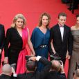 L'équipe du film "La tête Haute" : Sara Forestier, Rod Paradot, Emmanuelle Bercot, Catherine Deneuve et Benoît Magimel - Montée des marches du film "La Tête Haute" pour l'ouverture du 68e Festival du film de Cannes le 13 mai 2013.