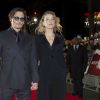 Johnny Depp et sa fiancée Amber Heard - Avant-première du film "Charlie Mortdecai" à Londres. Le 19 janvier 2015. 