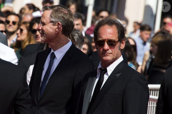 Vincent Lindon arriving on the red carpet for the movie '(The measure of a man (La loi du marche)' presented in competition held at the Palais Des Festivals in Cannes, France on May 18, 2015 as part of the 68th Cannes Film Festival. Photo by Nicolas Genin/ABACAPRESS.COM18/05/2015 - Cannes