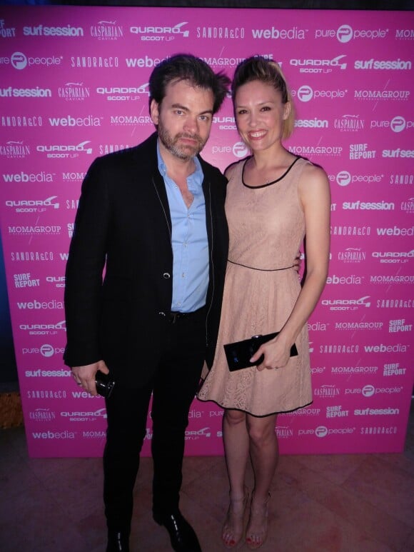 Exclusif - Clovis Cornillac et sa femme Lilou Fogli en soirée à la suite Sandra and Co au 63 la croisette à Cannes le 17 mai 2015.