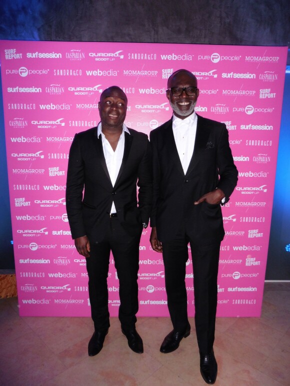 Exclusif - Ériq Ebouaney (à droite) en soirée à la suite Sandra and Co au 63 la croisette à Cannes le 17 mai 2015.