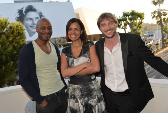 Exclusif - Harry Roselmack, Laurence Roustandjee et son compagnon Grégory Ferrié qui est le créateur de cette vodka au Cocktail "Vodka Red carpet" lors du 68 ème Festival International du Film de Cannes le 18 mai 2015