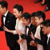 Yi Zhang, Tao Zhao, Zhang-Ke Jia, Sylvia Chang, Zijang Dong, Jindong Liang - Montée des marches du film "Shan He Gu Ren" (Mountains May Depart) lors du 68e Festival International du Film de Cannes, à Cannes le 20 mai 2015.