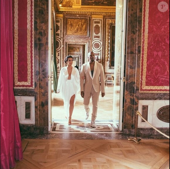 Kim Kardashian et Kanye West au château de Versailles. Le 23 mai 2014.