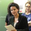 Najat Vallaud Belkacem lors de la lecture de la dictée ELA par la ministre de l'Education nationale, de l'Enseignement supérieur et de la Recherche, Najat Vallaud-Belkacem à l'école Ampère à Paris le 13 octobre 2014.