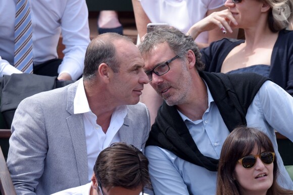 Alain Boghossian et Laurent Blanc lors des Internationaux de France à Roland Garros, le 28 mai 2015 à Paris