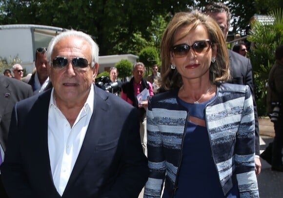 Dominique Strauss Kahn et sa compagne Myriam L'Aouffir - People aux Internationaux de France de tennis de Roland Garros le 30 mai 2015