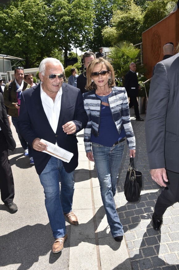 Dominique Strauss Kahn et sa compagne Myriam L'Aouffir - People aux Internationaux de France de tennis de Roland Garros le 30 mai 2015