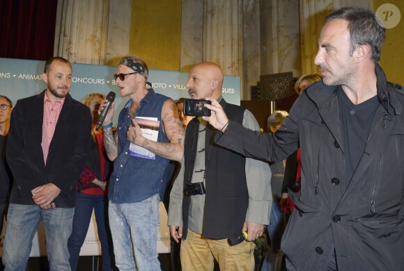 Exclusif - Guillaume Noury, Oliver Rath, le photographe Reza (Reza Deghati) et Nikos Aliagas lors de la remise de prix de la première édition du Vincennes Images Festival (VIF), premier festival de la photo amateur d'Île-de-France à Vincennes le 31 mai 2015.