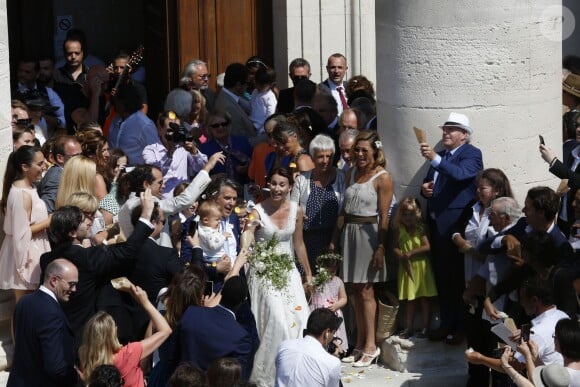 Exclusif - Mariage religieux de Vincent Labrune, Président de l'Olympique de Marseille, et Laetitia de Luca à l'église collégiale Saint-Martin de Saint-Rémy-de-Provence, le 6 juin 2015.