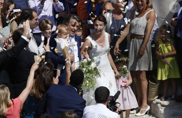 Exclusif - Mariage religieux de Vincent Labrune, Président de l'Olympique de Marseille, et Laetitia de Luca à l'église collégiale Saint-Martin de Saint-Rémy-de-Provence, le 6 juin 2015.