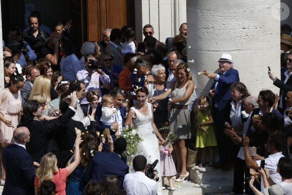 Exclusif - Mariage religieux de Vincent Labrune, Président de l'Olympique de Marseille, et Laetitia de Luca à l'église collégiale Saint-Martin de Saint-Rémy-de-Provence, le 6 juin 2015.