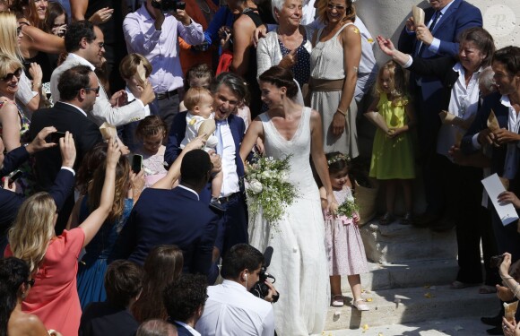 Exclusif - Mariage religieux de Vincent Labrune, Président de l'Olympique de Marseille, et Laetitia de Luca à l'église collégiale Saint-Martin de Saint-Rémy-de-Provence, le 6 juin 2015.