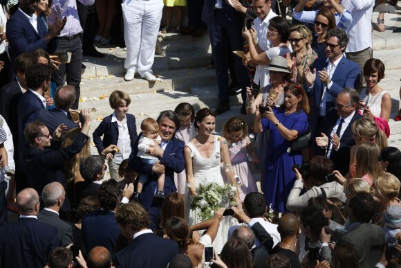 Exclusif - Mariage religieux de Vincent Labrune, Président de l'Olympique de Marseille, et Laetitia de Luca à l'église collégiale Saint-Martin de Saint-Rémy-de-Provence, le 6 juin 2015.