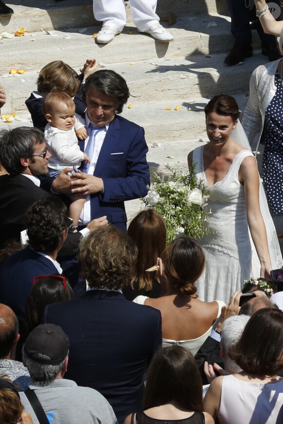Exclusif - Mariage religieux de Vincent Labrune, Président de l'Olympique de Marseille, et Laetitia de Luca à l'église collégiale Saint-Martin de Saint-Rémy-de-Provence, le 6 juin 2015.