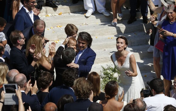 Exclusif - Mariage religieux de Vincent Labrune, Président de l'Olympique de Marseille, et Laetitia de Luca à l'église collégiale Saint-Martin de Saint-Rémy-de-Provence, le 6 juin 2015.
