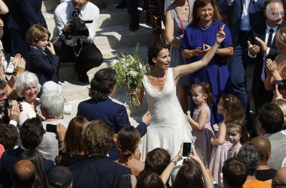 Exclusif - Mariage religieux de Vincent Labrune, Président de l'Olympique de Marseille, et Laetitia de Luca à l'église collégiale Saint-Martin de Saint-Rémy-de-Provence, le 6 juin 2015.