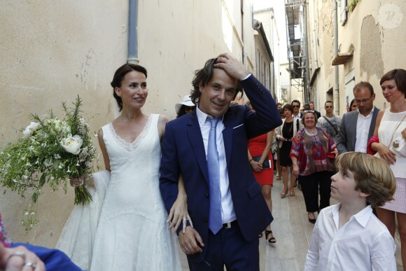 Exclusif - Mariage religieux de Vincent Labrune, Président de l'Olympique de Marseille, et Laetitia de Luca à l'église collégiale Saint-Martin de Saint-Rémy-de-Provence, le 6 juin 2015. 