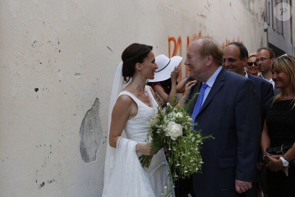 Exclusif - Mariage religieux de Vincent Labrune, Président de l'Olympique de Marseille, et Laetitia de Luca à l'église collégiale Saint-Martin de Saint-Rémy-de-Provence, le 6 juin 2015. 