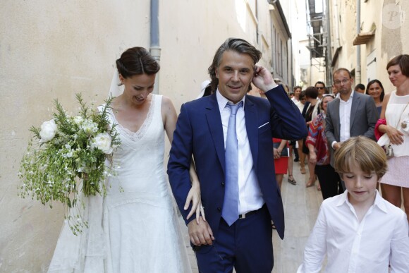 Exclusif - Mariage religieux de Vincent Labrune, Président de l'Olympique de Marseille, et Laetitia de Luca à l'église collégiale Saint-Martin de Saint-Rémy-de-Provence, le 6 juin 2015. 