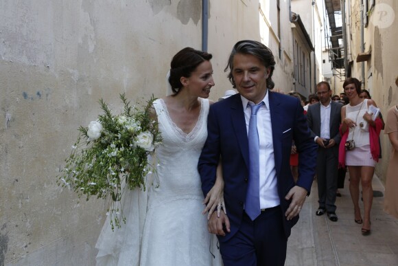 Exclusif - Mariage religieux de Vincent Labrune, Président de l'Olympique de Marseille, et Laetitia de Luca à l'église collégiale Saint-Martin de Saint-Rémy-de-Provence, le 6 juin 2015. 