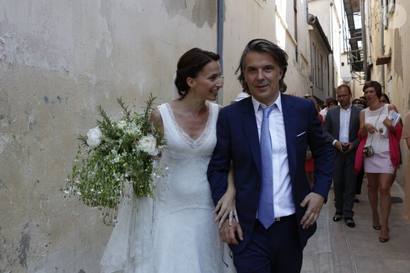 Exclusif - Mariage religieux de Vincent Labrune, Président de l'Olympique de Marseille, et Laetitia de Luca à l'église collégiale Saint-Martin de Saint-Rémy-de-Provence, le 6 juin 2015. 