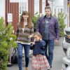 Ben Affleck et sa femme Jennifer Garner vont déjeuner au restaurant avec leur fille Seraphina à Brentwood, le 10 juin 2015.