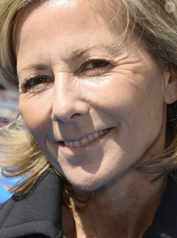 Le catamaran GC32 ENGIE de Sébastien Rogues a officiellement été baptisé par Claire Chazal, marraine du bateau, et Gérard Mestrallet, PDG d'ENGIE à la Défense à Paris. Mercredi 10 juin 2015.