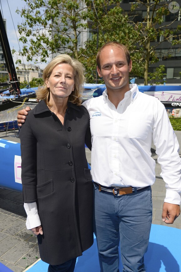 Le catamaran GC32 ENGIE de Sébastien Rogues a été baptisé par Claire Chazal, marraine du bateau, et Gérard Mestrallet, PDG d'ENGIE à la Défense à Paris. Mercredi 10 juin 2015.