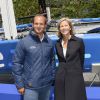 Le catamaran GC32 ENGIE de Sébastien Rogues a officiellement été baptisé par Claire Chazal, marraine du bateau, et Gérard Mestrallet, PDG d'ENGIE à la Défense à Paris. Mercredi 10 juin 2015.