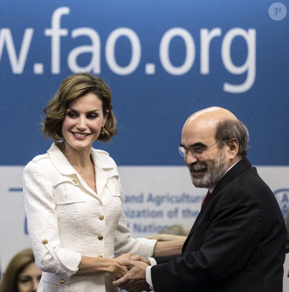 La reine Letizia d'Espagne a été nommée le 12 juin 2015 Ambassadrice spéciale de la FAO pour la nutrition, à Rome, lors de la 39e conférence de de l'Organisation des Nations unies pour l'Alimentation et l'Agriculture. sa mission : aider à éradiquer la fin et à promouvoir une alimentation saine et durable.