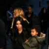 Kim Kardashian, son mari Kanye West, leur fille North et sa soeur Khloe Kardashian visitent le monastère Guéghard, situé à 40 kilomètres de Erevan, le 9 avril 2015. Le clan Kardashian est en visite en Arménie, à l'occasion du 100ème anniversaire du génocide arménien.