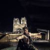 Exclusif - Olivier Dion (d'Artagnan) - Tournage du clip "Les 3 Mousquetaires" à Senlis, puis sur les quais de Seine et au Val de Grâce à Paris. Les 5 et 6 mai 2015.