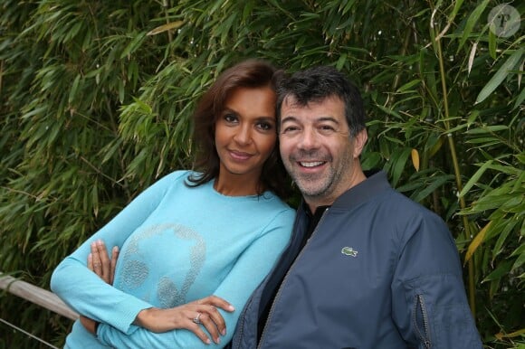 Karine Le Marchand et Stéphane Plaza - People au village des Internationaux de France de tennis de Roland Garros à Paris. Le 1er juin 2015.