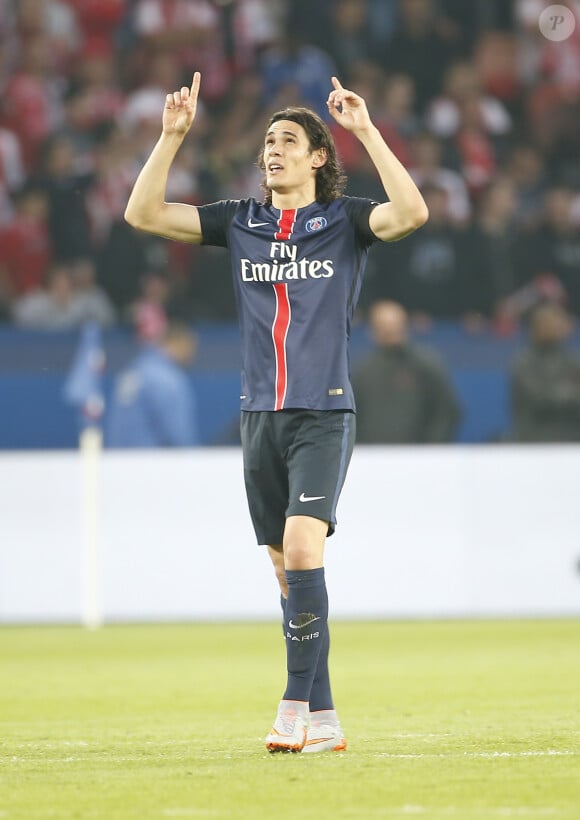Edinson Cavani - Match de football PSG-Reims, lors de la 38ème journee de la Ligue 1 au Parc des Princes. Le 23 mai 2015
