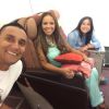 Keylor Navas dans l'avion pour Madrid avec sa femme Andrea Salas, le 5 août 2014