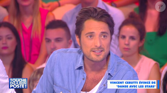 Vincent Cerutti s'explique sur son départ de l'émission Danse avec les stars sur TF1. Emission Touche pas à mon poste sur D8. Le 30 juin 2015.