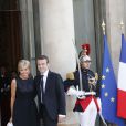  Emmanuel Macron et sa femme Brigitte Trogneux - Dîner d'Etat en l'honneur du Felipe VI et la reine Letizia d'Espagne, reçus par François Hollande, président de la République française, au Palais de l'Elysée à Paris le 2 juin 2015. 