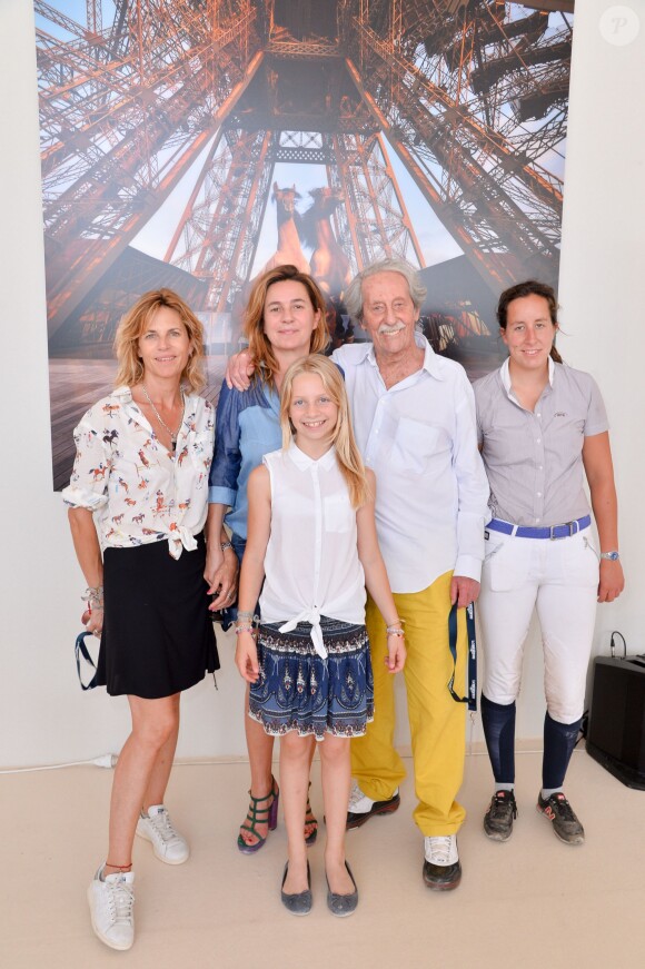 Exclusif - Virginie Coupérie Eiffel, Coco Coupérie-Eiffel, Jean Rochefort et sa fille Louise Rochefort - People lors du Longines Paris Eiffel Jumping au Champ-de-Mars à Paris, le 4 juillet 2015.