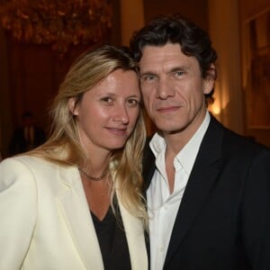 Exclusif - Marc Lavoine et son femme Sarah - Le Restaurant Apicius dans le 8e arrondissement a été privatisé pour célébrer l'ouverture de la boutique de joaillerie "Messika" au 259 rue Saint Honoré dans le 1er arrondissement à Paris le 12 juin 2014.