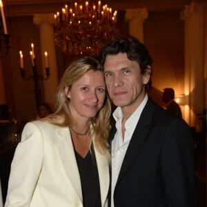 Exclusif - Marc Lavoine et son femme Sarah - Le Restaurant Apicius dans le 8e arrondissement a été privatisé pour célébrer l'ouverture de la boutique de joaillerie "Messika" au 259 rue Saint Honoré dans le 1er arrondissement à Paris le 12 juin 2014.