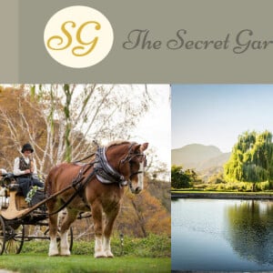 Capture d'écran du site officiel de The Secret Garden at Parrish Ranch à Oak Glen où a eu lieu la fête de mariage de Mila Kunis et Ashton Kutcher le 4 juillet 2015.