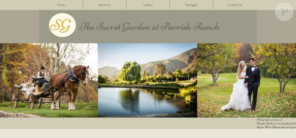 Capture d'écran du site officiel de The Secret Garden at Parrish Ranch à Oak Glen où a eu lieu la fête de mariage de Mila Kunis et Ashton Kutcher le 4 juillet 2015.