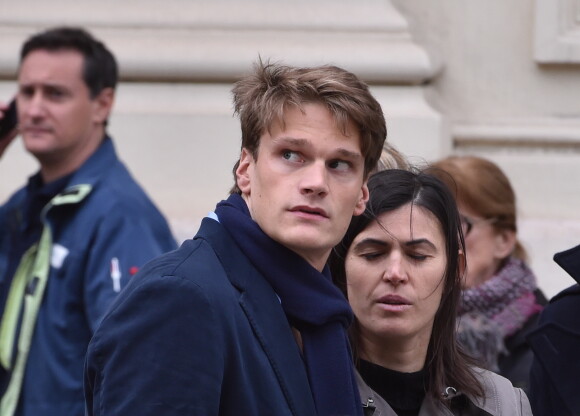 Yannick Agnel lors des obsèques de Camille Muffat en l'église Saint Jean-Baptiste-Le Voeu à Nice, le 25 mars 2015